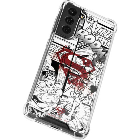 DC Comics Superman Comic Pattern Logo in Red Galaxy S21 Plus 5G Clear Case