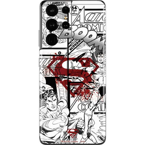 DC Comics Superman Comic Pattern Logo in Red Galaxy S21 Ultra 5G Skin