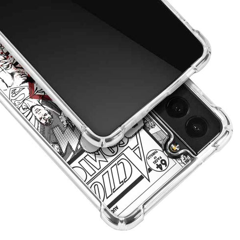 DC Comics Superman Comic Pattern Logo in Red Galaxy S22 Plus Clear Case