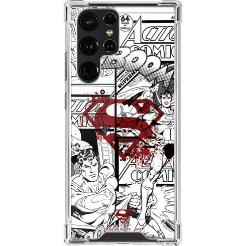 DC Comics Superman Comic Pattern Logo in Red Galaxy S22 Ultra Clear Case