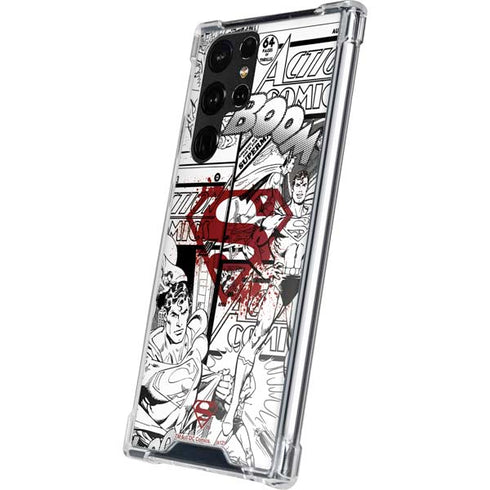 DC Comics Superman Comic Pattern Logo in Red Galaxy S22 Ultra Clear Case