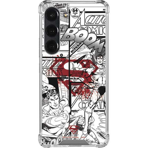 DC Comics Superman Comic Pattern Logo in Red Galaxy S23 Clear Case