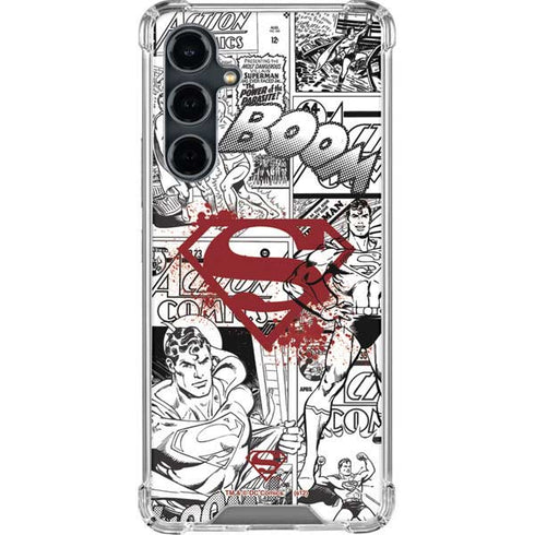 DC Comics Superman Comic Pattern Logo in Red Galaxy S23 FE Clear Case