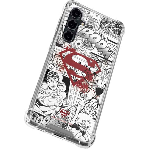 DC Comics Superman Comic Pattern Logo in Red Galaxy S23 FE Clear Case
