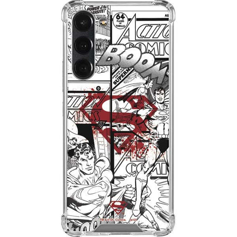 DC Comics Superman Comic Pattern Logo in Red Galaxy S23 Plus Clear Case