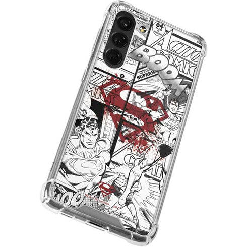 DC Comics Superman Comic Pattern Logo in Red Galaxy S23 Plus Clear Case