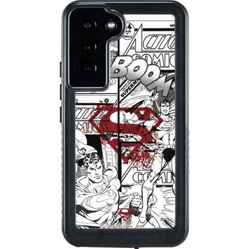 DC Comics Superman Comic Pattern Logo in Red Galaxy S23 Plus Waterproof Case