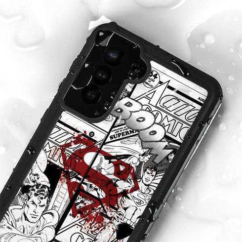 DC Comics Superman Comic Pattern Logo in Red Galaxy S23 Plus Waterproof Case