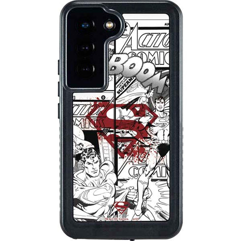 DC Comics Superman Comic Pattern Logo in Red Galaxy S23 Waterproof Case