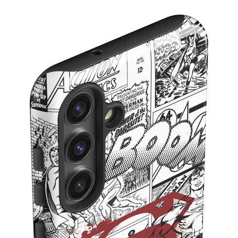 DC Comics Superman Comic Pattern Logo in Red Galaxy S24 Impact Case