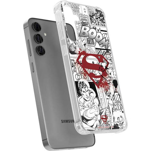 DC Comics Superman Comic Pattern Logo in Red Galaxy S24 Plus Clear Case
