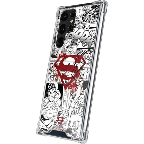 DC Comics Superman Comic Pattern Logo in Red Galaxy S24 Ultra Clear Case