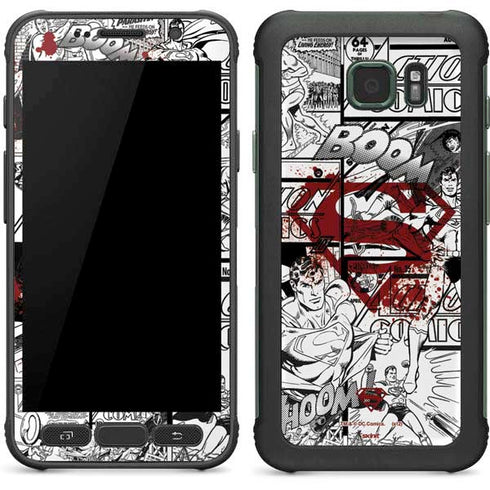DC Comics Superman Comic Pattern Logo in Red Galaxy S7 Active Skin