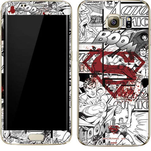 DC Comics Superman Comic Pattern Logo in Red Galaxy S7 Edge Skin