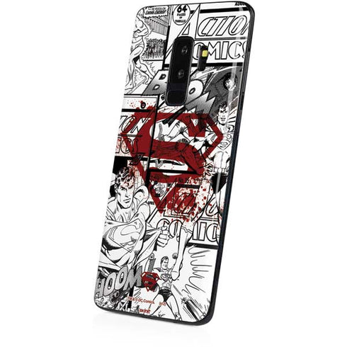 DC Comics Superman Comic Pattern Logo in Red Galaxy S9 Plus Skin