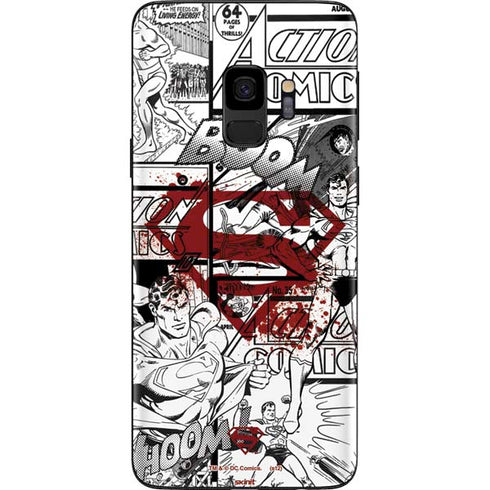 DC Comics Superman Comic Pattern Logo in Red Galaxy S9 Skin