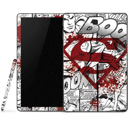 DC Comics Superman Comic Pattern Logo in Red Samsung Galaxy Tab Skin