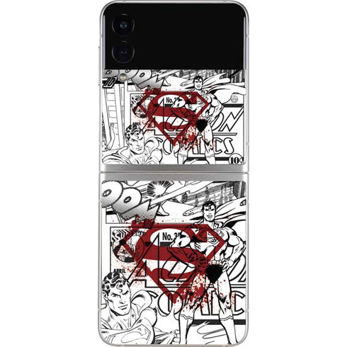 DC Comics Superman Comic Pattern Logo in Red Galaxy Z Flip3 5G Skin