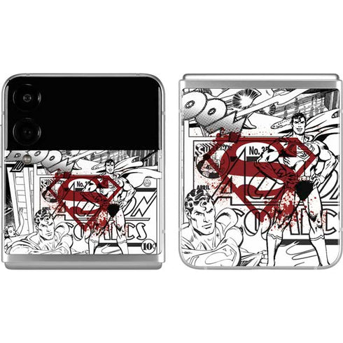 DC Comics Superman Comic Pattern Logo in Red Galaxy Z Flip4 5G Skin