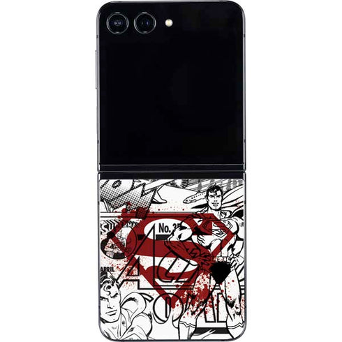 DC Comics Superman Comic Pattern Logo in Red Galaxy Z Flip5 5G Skin