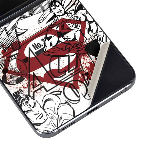 DC Comics Superman Comic Pattern Logo in Red Galaxy Z Flip5 5G Skin