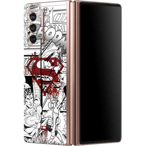 DC Comics Superman Comic Pattern Logo in Red Galaxy Z Fold2 5G Skin