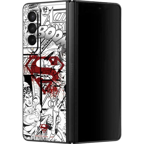 DC Comics Superman Comic Pattern Logo in Red Galaxy Z Fold3 5G Skin