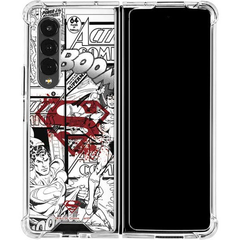 DC Comics Superman Comic Pattern Logo in Red Galaxy Z Fold4 5G Clear Case