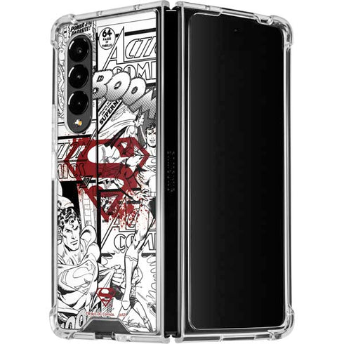 DC Comics Superman Comic Pattern Logo in Red Galaxy Z Fold4 5G Clear Case