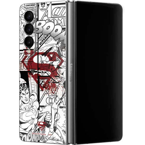 DC Comics Superman Comic Pattern Logo in Red Galaxy Z Fold4 5G Skin