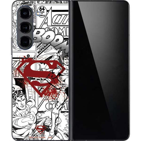 DC Comics Superman Comic Pattern Logo in Red Galaxy Z Fold5 5G Skin