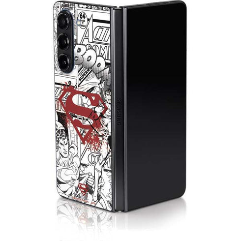 DC Comics Superman Comic Pattern Logo in Red Galaxy Z Fold5 5G Skin