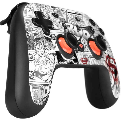 DC Comics Superman Comic Pattern Logo in Red Google Stadia Controller Skin