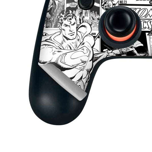 DC Comics Superman Comic Pattern Logo in Red Google Stadia Controller Skin