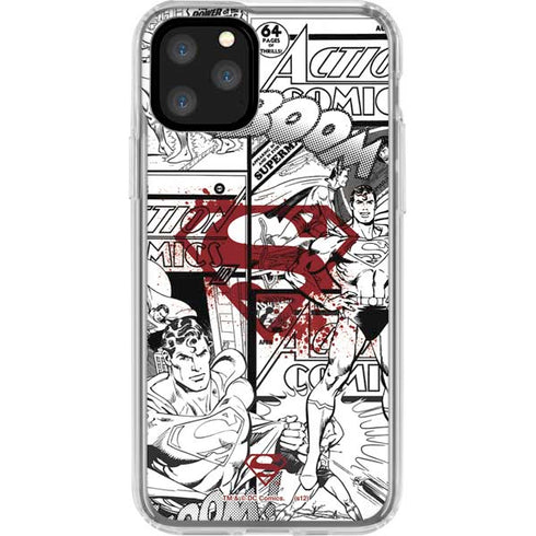 DC Comics Superman Comic Pattern Logo in Red iPhone 11 Pro Clear Case
