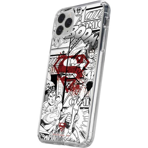 DC Comics Superman Comic Pattern Logo in Red iPhone 11 Pro Clear Case
