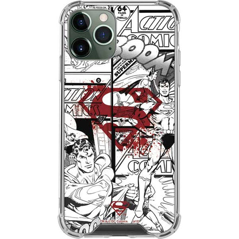 DC Comics Superman Comic Pattern Logo in Red iPhone 11 Pro Max Clear Case