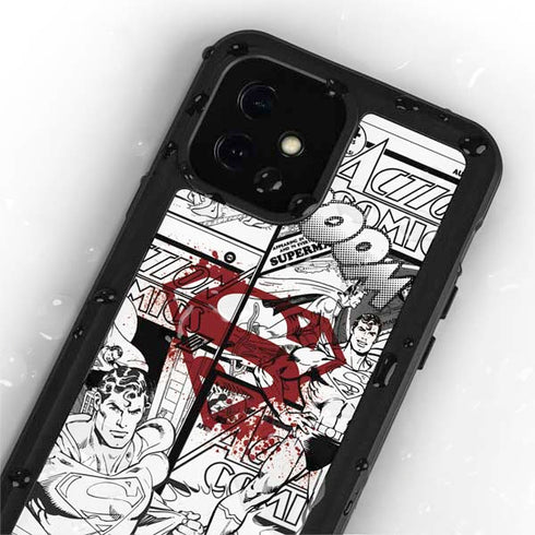 DC Comics Superman Comic Pattern Logo in Red iPhone 12 Mini Waterproof Case