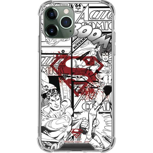 DC Comics Superman Comic Pattern Logo in Red iPhone 12 Pro Clear Case