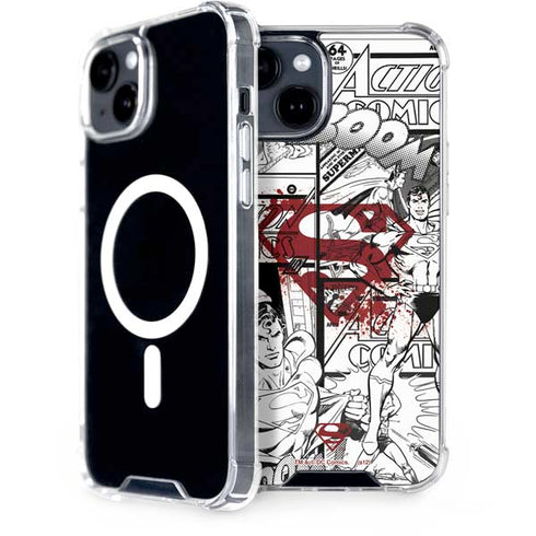 DC Comics Superman Comic Pattern Logo in Red iPhone 13 MagSafe Case
