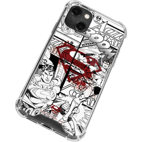 DC Comics Superman Comic Pattern Logo in Red iPhone 13 Mini Clear Case