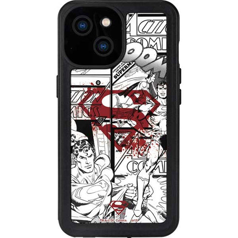 DC Comics Superman Comic Pattern Logo in Red iPhone 13 Mini Waterproof Case