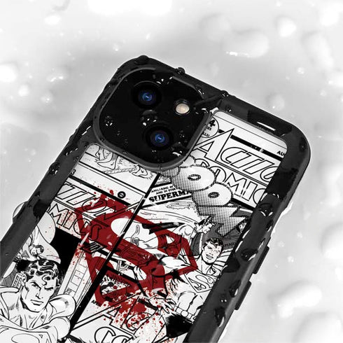 DC Comics Superman Comic Pattern Logo in Red iPhone 13 Mini Waterproof Case