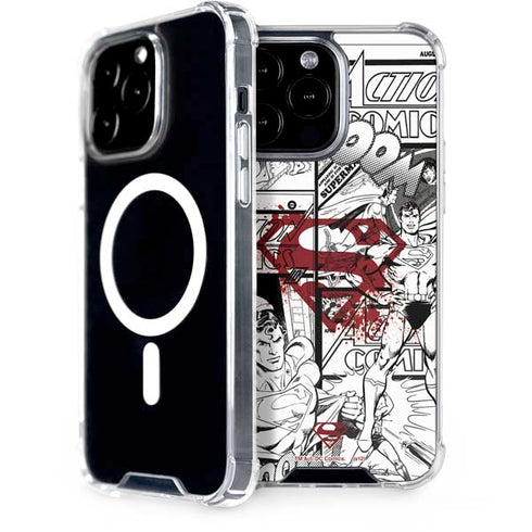 DC Comics Superman Comic Pattern Logo in Red iPhone 13 Pro Max MagSafe Case