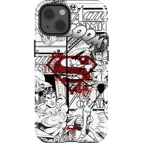 DC Comics Superman Comic Pattern Logo in Red iPhone 15 Impact Case