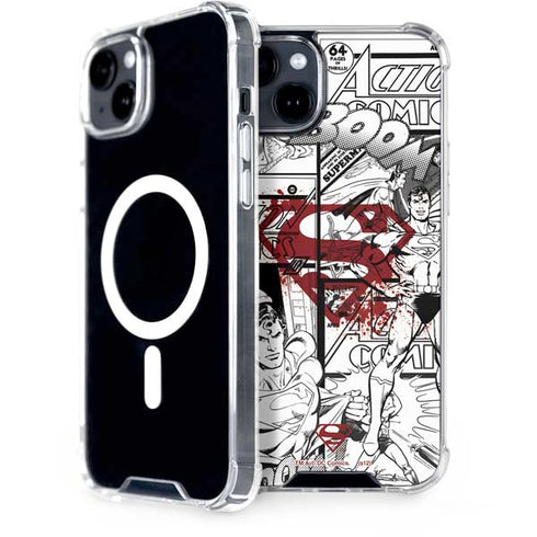 DC Comics Superman Comic Pattern Logo in Red iPhone 15 MagSafe Case