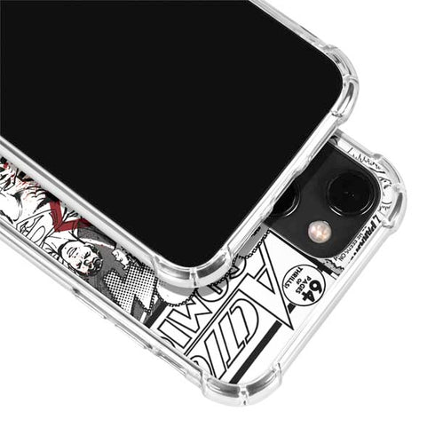 DC Comics Superman Comic Pattern Logo in Red iPhone 14 Plus Clear Case