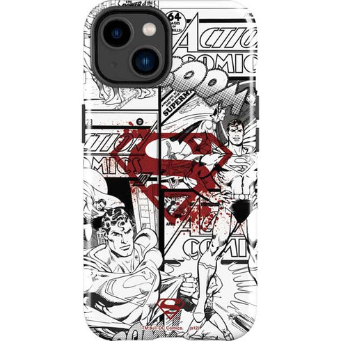 DC Comics Superman Comic Pattern Logo in Red iPhone 14 Plus Impact Case