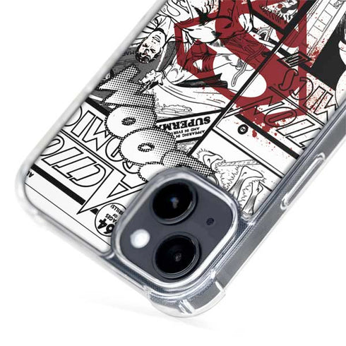 DC Comics Superman Comic Pattern Logo in Red iPhone 15 Plus MagSafe Case