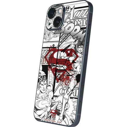 DC Comics Superman Comic Pattern Logo in Red iPhone 14 Plus Skin